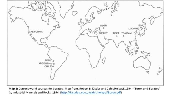 Current world sources for borates